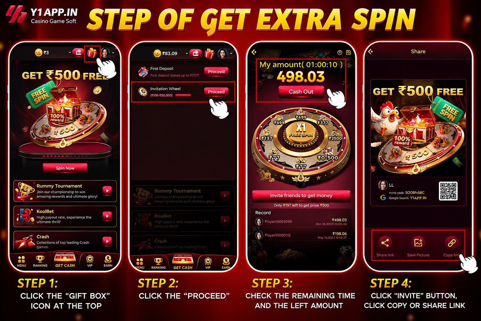 Y1 game app interface